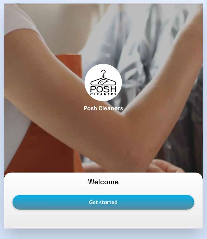 Posh Cleaners customer portal welcome screen